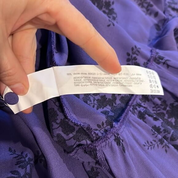 ZARA PURPLE SHORT FLORAL PRINT LOOSE-FITTING PLEATED DETAIL DRESS Sz-Med - Picture 15 of 15